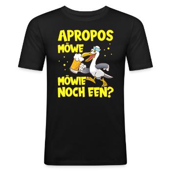 Apropos Möwe Möwie noch Een? Norddeutschland - Männer Slim Fit T-Shirt - Schwarz - Vorne - Nik (191cm)