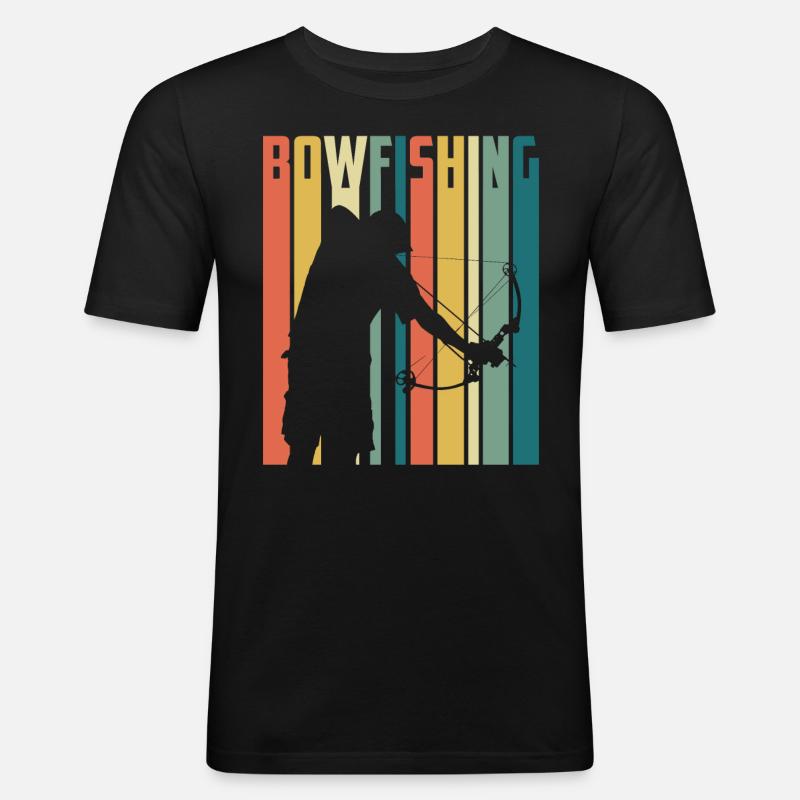 Bogenfischen Bogenjäger Fischjagd Bogen - Männer Slim Fit T-Shirt - Schwarz