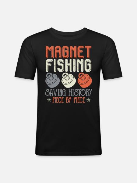 Magnetfischen Saving History Magnetfischer - Männer Slim Fit T-Shirt - Schwarz