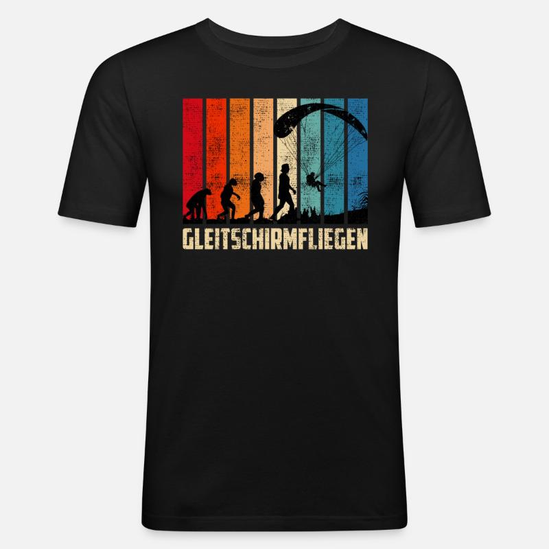 Gleitschirmfliegen Evolution Paragleiter - Männer Slim Fit T-Shirt - Schwarz