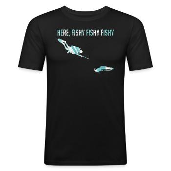 Harpoons Spearfishing Here Fischi Fischi Fish Hunting - Men's Slim Fit T-Shirt - black - Front - Nik (191cm)