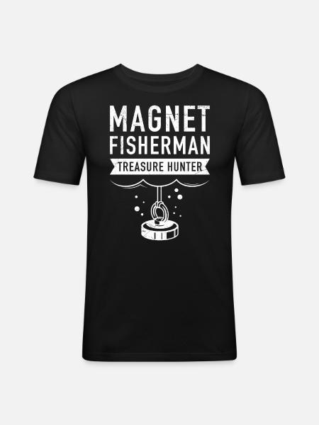 Magnetfischer Magnetangler Schatzjäger - Männer Slim Fit T-Shirt - Schwarz