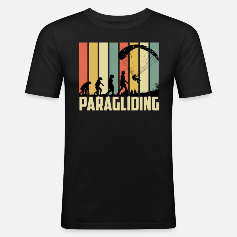 Gleitschirmfliegen Evolution Paragleiter - Männer Slim Fit T-Shirt - Schwarz
