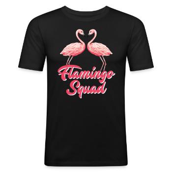Flamingo Squad Jungesellinnenabschied Frauen - Männer Slim Fit T-Shirt - Schwarz - Vorne - Nik (191cm)