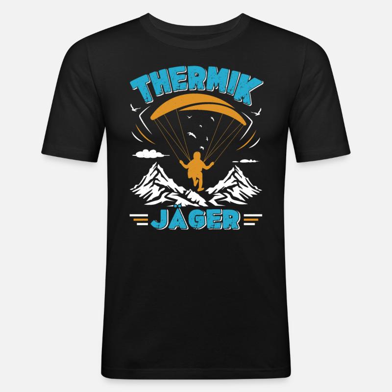 Gleitschirm Thermik Jäger Streckenfliegen - Männer Slim Fit T-Shirt - Schwarz