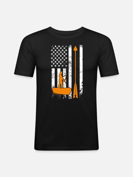 USA Bogenfischen Fischjagd Bogenjäger - Männer Slim Fit T-Shirt - Schwarz
