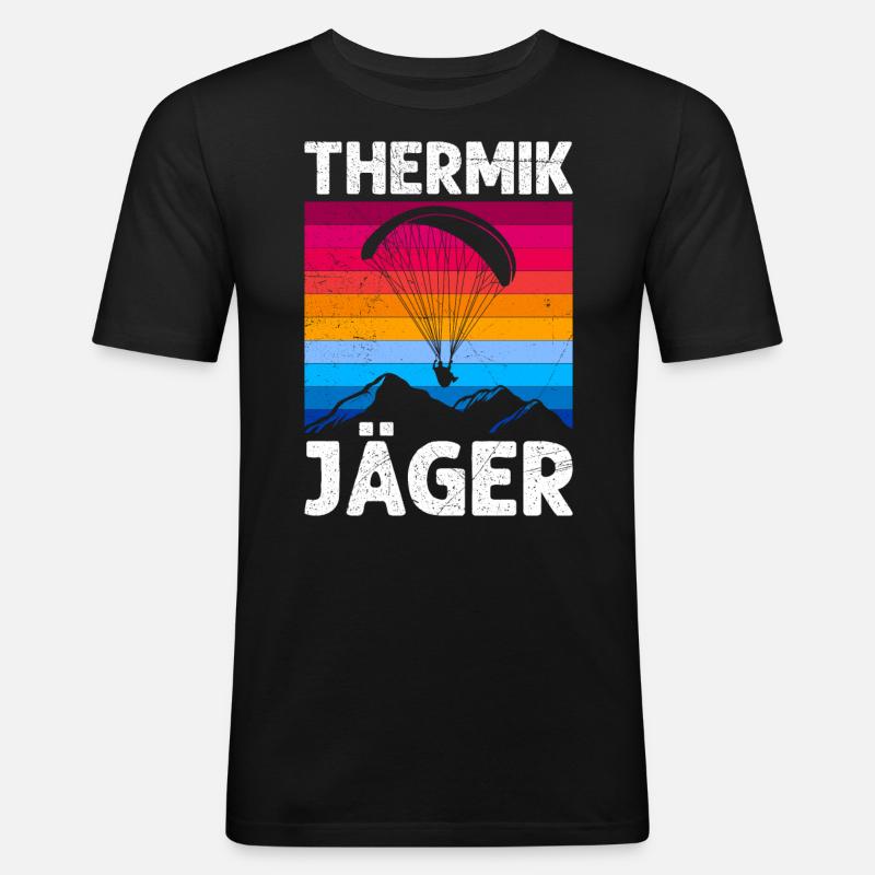 Thermik Jäger Gleitschirmflieger Pilot - Männer Slim Fit T-Shirt - Schwarz