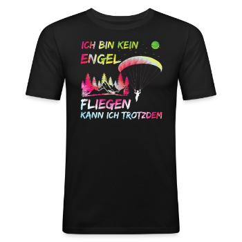 Paragliding Frauen Bin kein Engel Fliegen kann Ich - Männer Slim Fit T-Shirt - Schwarz - Vorne - Nik (191cm)