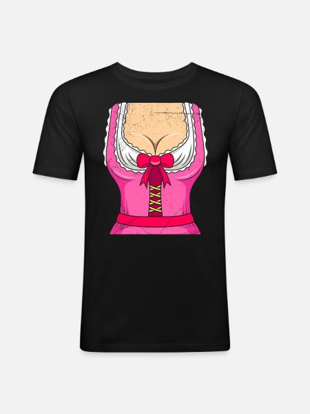 Dirndl Bayerisch Trachten Shirt - Men's Slim Fit T-Shirt - black