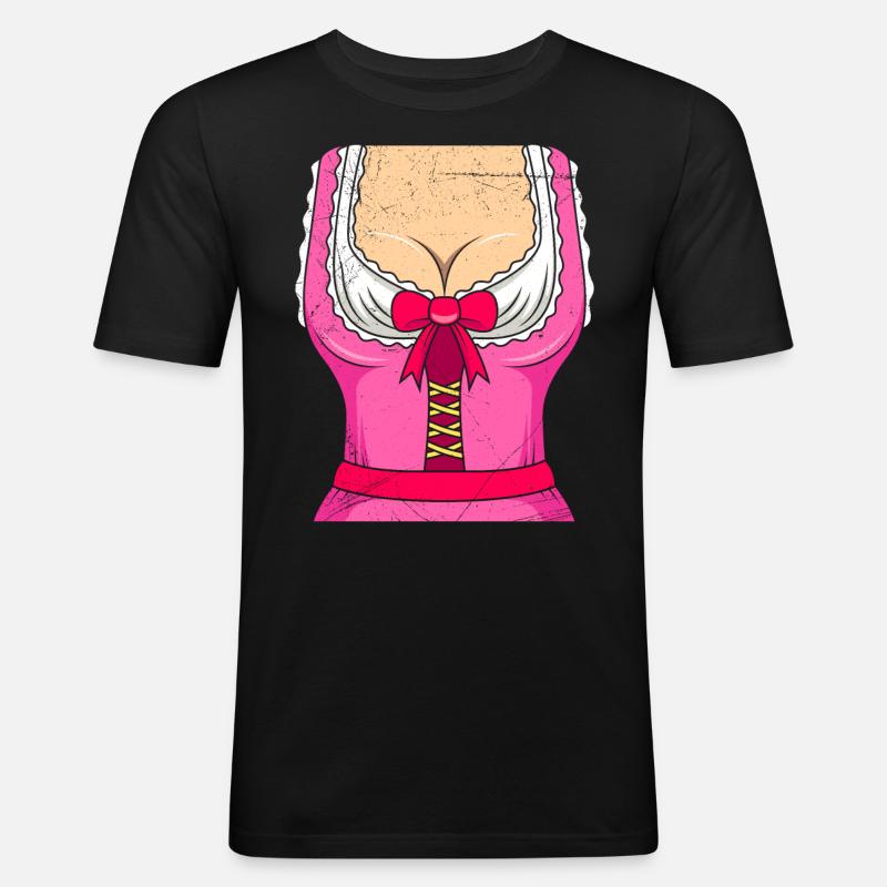 Dirndl Bayerisch Trachten Shirt - Männer Slim Fit T-Shirt - Schwarz