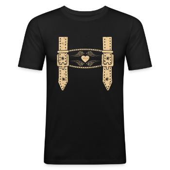 Lederhosen Trachten Shirt Männer Bayerisch - T-shirt près du corps Homme - noir - Devant - Nik (191cm)
