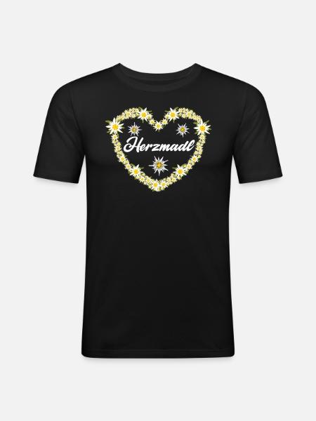 Herzmadl Bayern Trachten Shirt - Men's Slim Fit T-Shirt - black