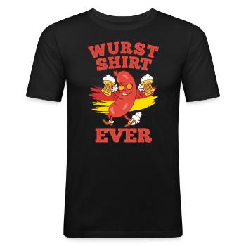 Wurst Shirt Ever Deutsches Essen Bierfan - Men's Slim Fit T-Shirt - black - Front - Nik (191cm)
