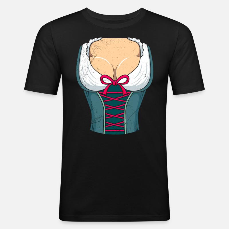 Dirndl Bayerisch Trachten Shirt - Männer Slim Fit T-Shirt - Schwarz