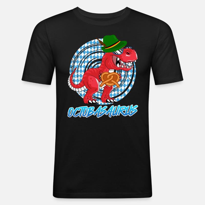 Oktobasaurus Rex Dinosaur Pretzel - Men's Slim Fit T-Shirt - black