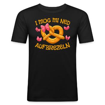 Chemise I Mog mi ned Aufbrezeln Bretzels - T-shirt près du corps Homme - noir - Devant - Nik (191cm)