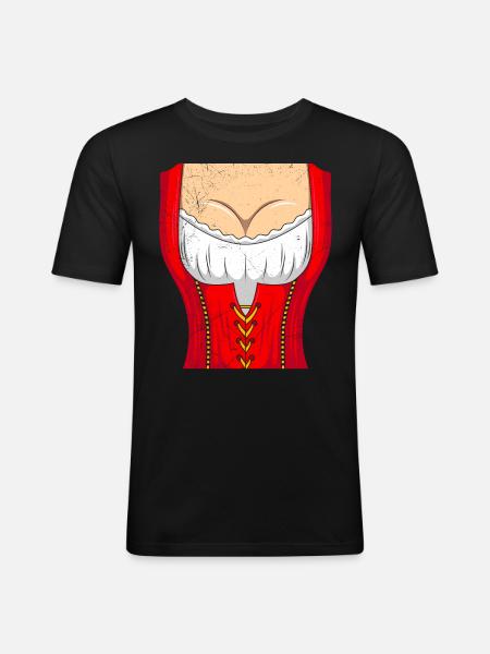 Dirndl Bayerisch Trachten Shirt - Männer Slim Fit T-Shirt - Schwarz