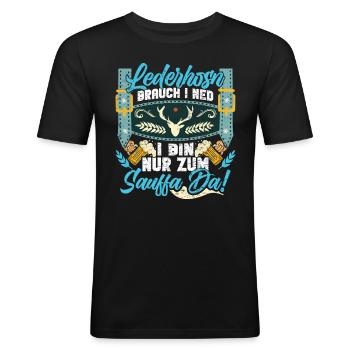 Lederhosn custom I ned Bin zum Sauffn Da Bierfan - T-shirt près du corps Homme - noir - Devant - Nik (191cm)