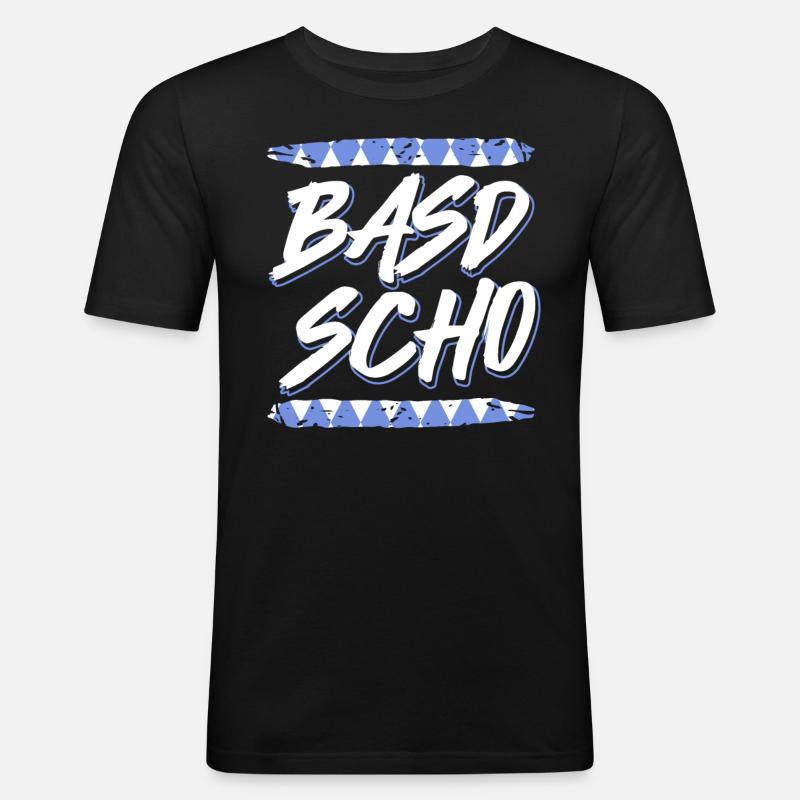 Bayerisch Basd Scho Boarisch München - Männer Slim Fit T-Shirt - Schwarz