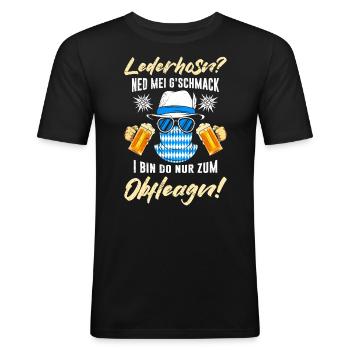 Lederhosn Ned mei Gschmack Trachten Shirt - Männer Slim Fit T-Shirt - Schwarz - Vorne - Nik (191cm)