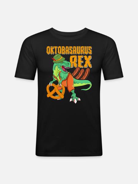 Oktobasaurus Rex Dinosaur Pretzel - Men's Slim Fit T-Shirt - black