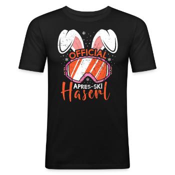 Official Apres-Ski Haserl Skihasen Skifahren - Männer Slim Fit T-Shirt - Schwarz - Vorne - Nik (191cm)