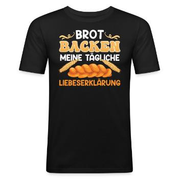 Brot Backen Meine Tägliche Liebeserklärung - Männer Slim Fit T-Shirt - Schwarz - Vorne - Nik (191cm)