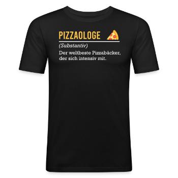 Bäcker Pizzaologe Backliebhaber Pizza Fan - Männer Slim Fit T-Shirt - Schwarz - Vorne - Nik (191cm)