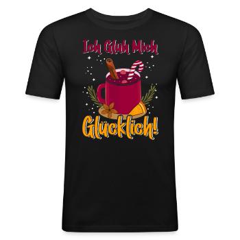 Weihnachtsmarkt Ich Glüh mich Glücklich! - Männer Slim Fit T-Shirt - Schwarz - Vorne - Nik (191cm)