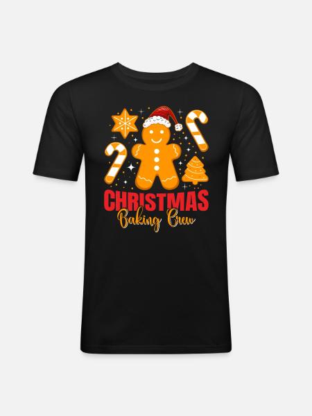 Backfans Christmas Baking Crew Plätzchen - Männer Slim Fit T-Shirt - Schwarz