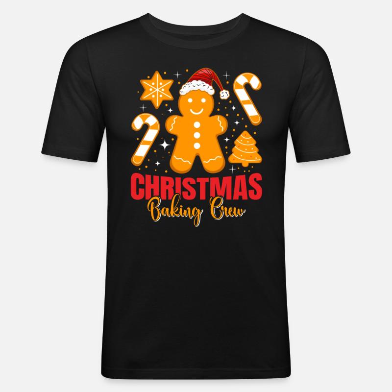Backfans Christmas Baking Crew Plätzchen - Männer Slim Fit T-Shirt - Schwarz