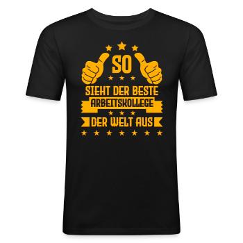 Mitarbeiter Der Beste Arbeitskollege der Welt - Männer Slim Fit T-Shirt - Schwarz - Vorne - Nik (191cm)