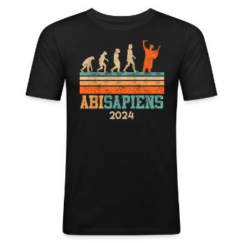 Abiturienten ABISAPIENS Abi 2024 Abschluss - Männer Slim Fit T-Shirt - Schwarz - Vorne - Nik (191cm)