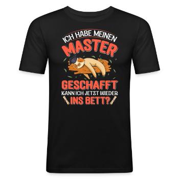 Masterarbeit Habe meinen Master Geschafft - Männer Slim Fit T-Shirt - Schwarz - Vorne - Nik (191cm)