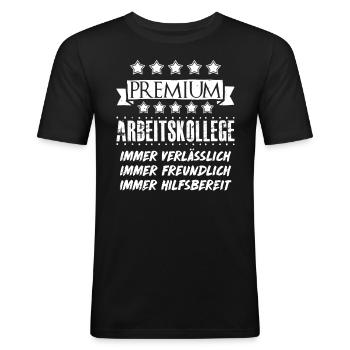 Mitarbeiter PREMIUM Work Colleague Assistenz - Männer Slim Fit T-Shirt - Schwarz - Vorne - Nik (191cm)