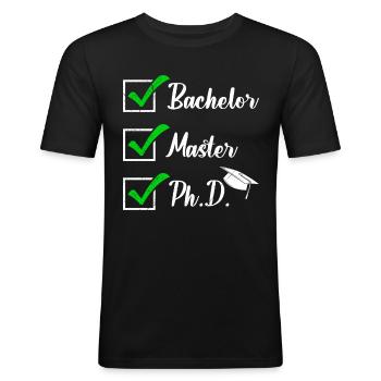 Thèse de doctorat réussie Bachelor Master Dr. - T-shirt près du corps Homme - noir - Devant - Nik (191cm)