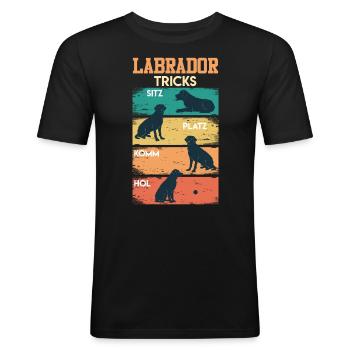 Labrador Tricks Sture Labrador Hunde Labrador - Männer Slim Fit T-Shirt - Schwarz - Vorne - Nik (191cm)