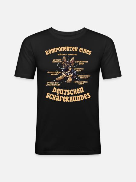 Schäferhund KOMPONENTEN EINES DEUTSCHEN - Männer Slim Fit T-Shirt - Schwarz