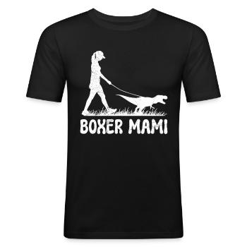 Deutscher Boxer Hundebesitzerin BOXER MAMI - Männer Slim Fit T-Shirt - Schwarz - Vorne - Nik (191cm)