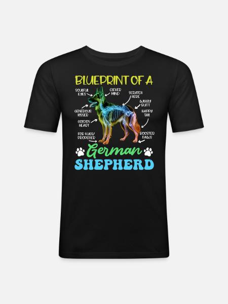Berger allemand plan d’un berger allemand drôle - T-shirt près du corps Homme - noir
