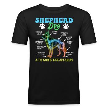 German Shepherd SHEPHERD DOG DETAILED BREAKDOWN - Men's Slim Fit T-Shirt - black - Front - Nik (191cm)