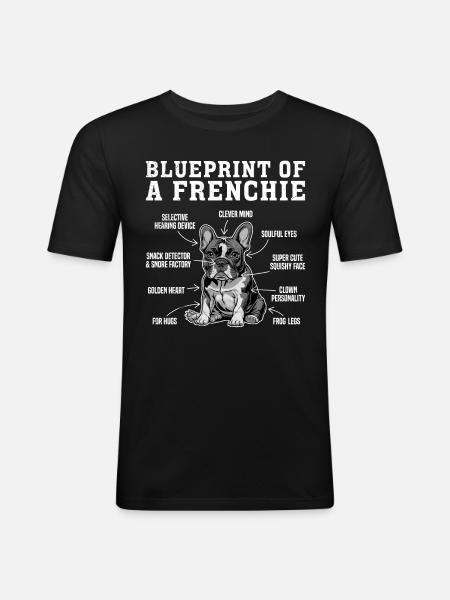 Bouledogue français Plan d’un Frenchie - T-shirt près du corps Homme - noir