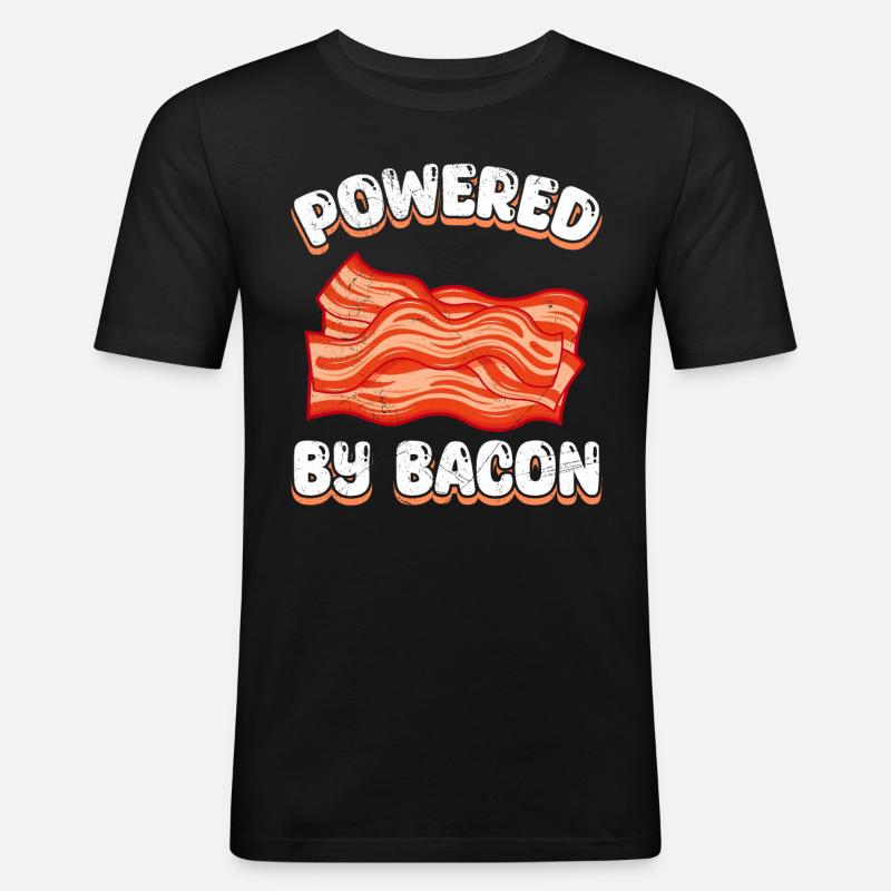 Viande POWERED BY BACON Fun - T-shirt près du corps Homme - noir