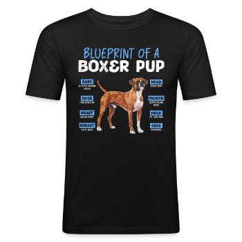 German Boxer BLUEPRINT OF A BOXER Funny - Men's Slim Fit T-Shirt - black - Front - Nik (191cm)