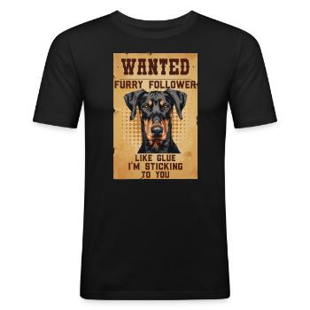 Doberman RECHERCHÉ Propriétaires de chiens Dobermans - T-shirt près du corps Homme - noir - Devant - Nik (191cm)