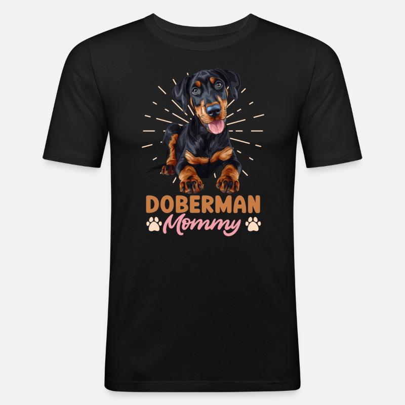 DOBERMANN MUTTI Hundebesitzer Dobermänner - Männer Slim Fit T-Shirt - Schwarz