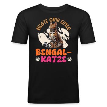 Katzenoma BESTE OMA EINER BENGAL KATZE Besitzerin - Männer Slim Fit T-Shirt - Schwarz - Vorne - Nik (191cm)