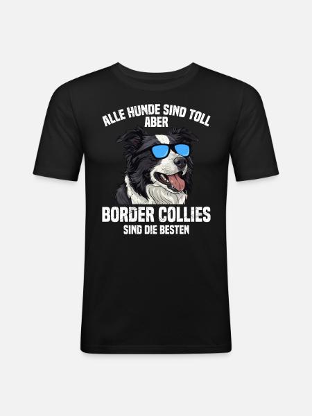 Border Collie ALL DOGS ARE GREAT BORDER COLLIES - Men's Slim Fit T-Shirt - black