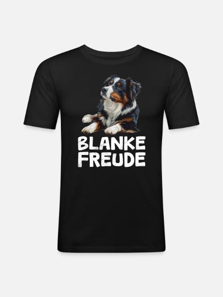Australian Shepherd BLANKE FREUDE AUSSIE - Männer Slim Fit T-Shirt - Schwarz