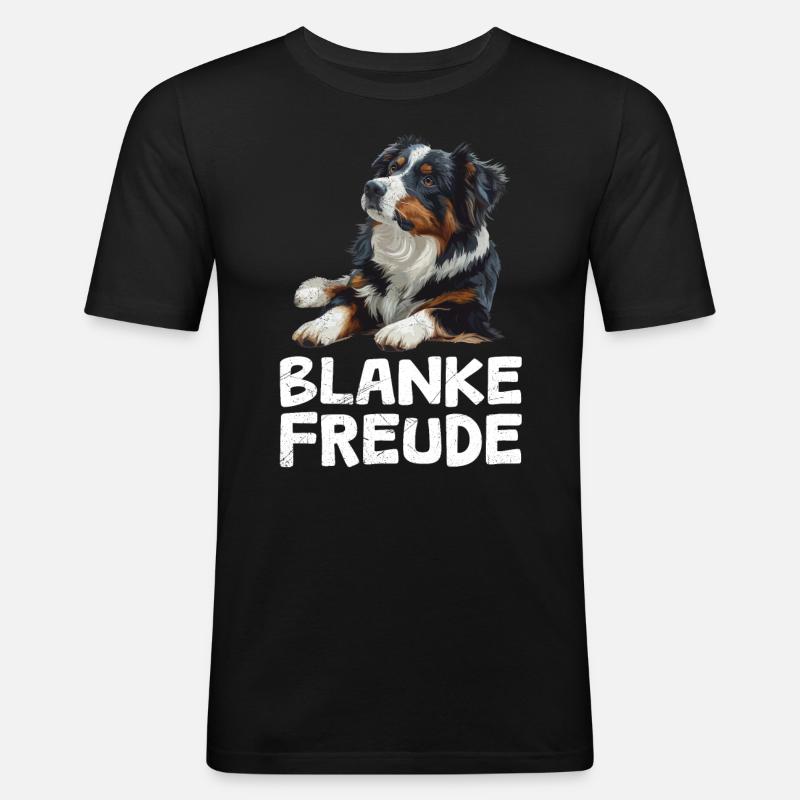 Australian Shepherd BLANKE FREUDE AUSSIE - Männer Slim Fit T-Shirt - Schwarz